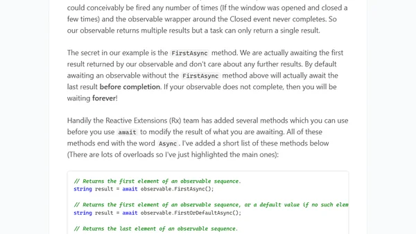 Reactive Extensions (Rx) - Part 5 - Awaiting Observables