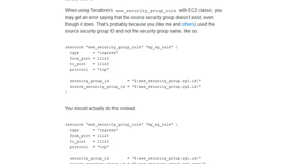 Tip Terraform and AWS Security Group rules in EC2 classic