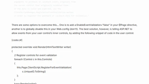 ASP.NET 2.0 Event Validation