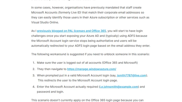 Azure Portal access for identical Microsoft and Organisational Accounts after federation.