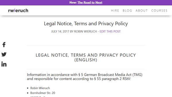 Legal Notice, Terms and Privacy Policy