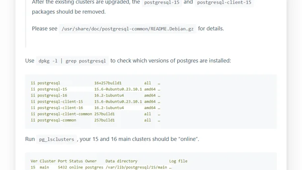 Upgrade PostgreSQL from 15 to 16 on Ubuntu 24.04