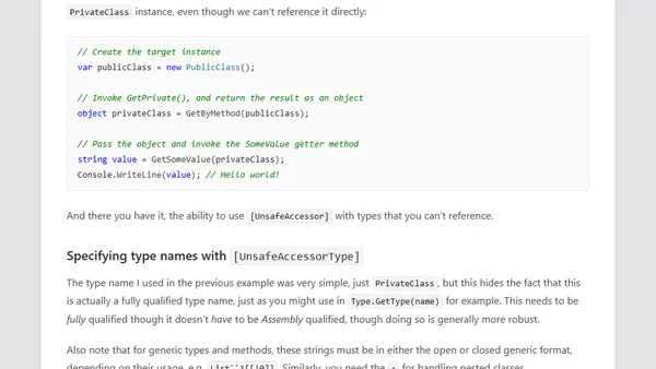 Easier reflection with [UnsafeAccessorType] in .NET 10: Exploring the .NET 10 preview - Part 9