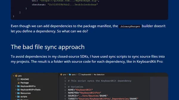 Adding dependencies to binary Swift packages