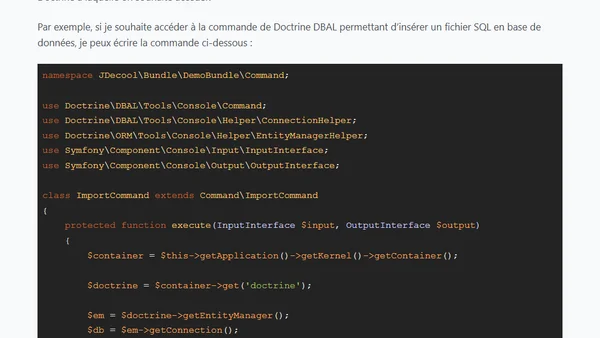 Accéder aux commandes Doctrine dans Symfony2