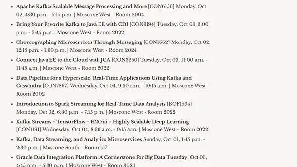 Apache Kafka™ talks at Oracle OpenWorld, JavaOne, and Oak Table World 2017