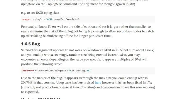 MongoDB replication - oplogSize