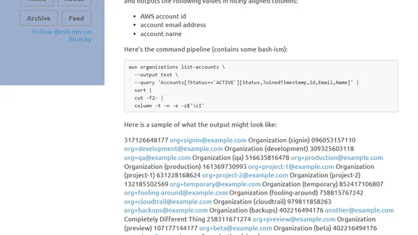 Listing AWS Accounts in an AWS Organization