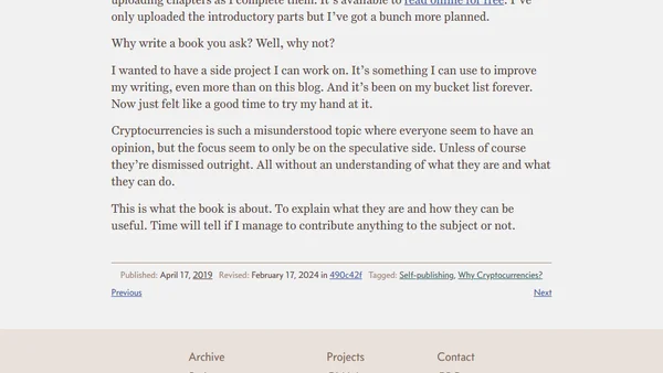 I'm writing a book: Why Cryptocurrencies?