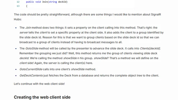 Using SignalR to broadcast a slide deck