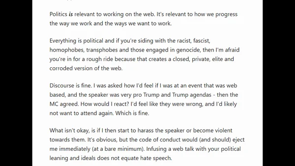 Do politics belong at web events? [blog]