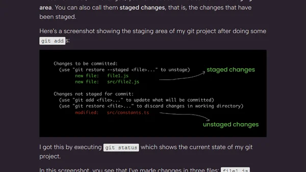 What does Staged Changes mean in Git?
