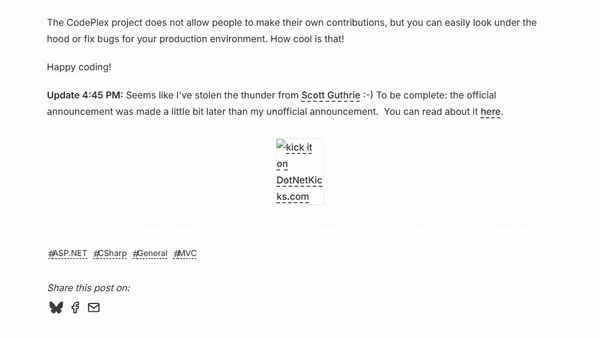 ASP.NET MVC Framework out on CodePlex