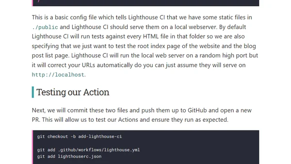 Testing static sites with Lighthouse CI and GitHub Actions