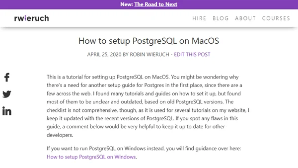 How to setup PostgreSQL on MacOS