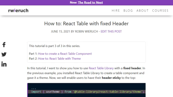 How to: React Table with fixed Header