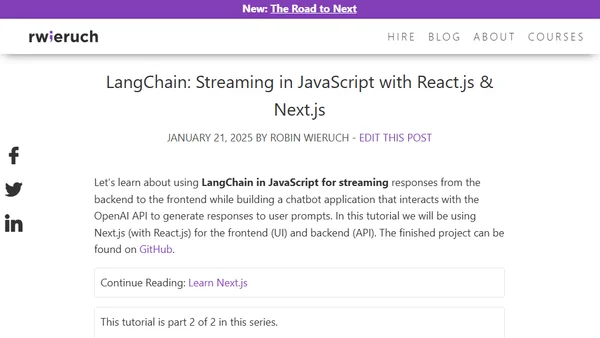 LangChain: Streaming in JavaScript with React.js & Next.js