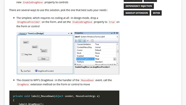[Windows Forms] Automatically drag and drop controls (DragMove)