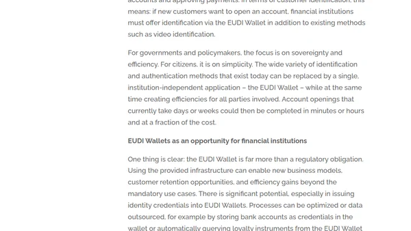 European Digital Identity Wallet: How a regulatory obligation can turn into an opportunity