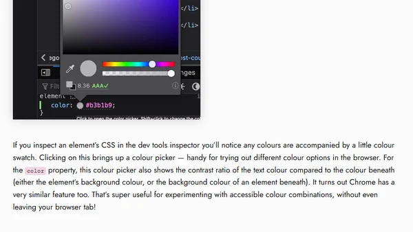 Testing Colour Accessibility with Dev Tools