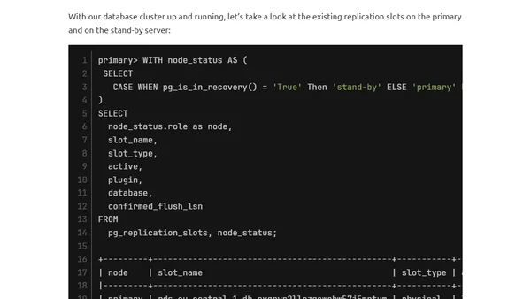 Using Stand-by Servers for Postgres Logical Replication