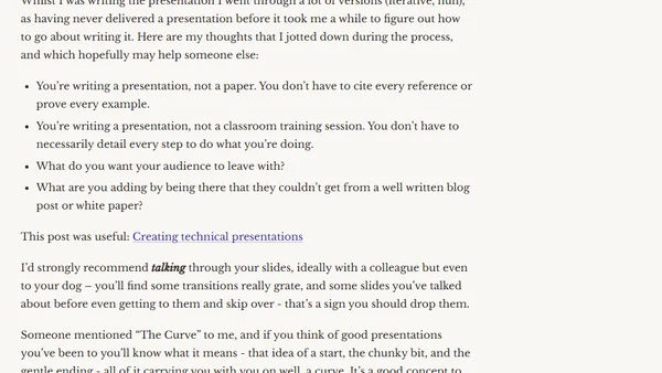 My first presentation - afterthoughts