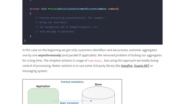 Processing multiple aggregates - transactional vs eventual consistency