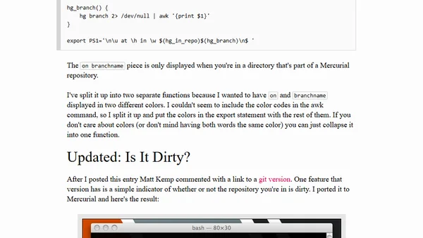 Mercurial Bash Prompts