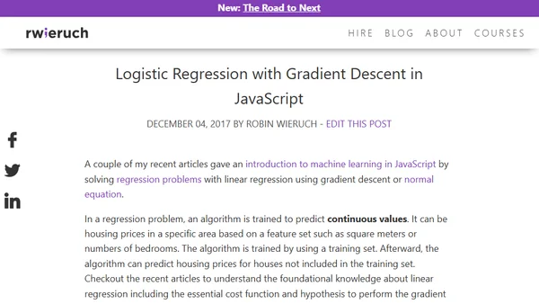 Logistic Regression with Gradient Descent in JavaScript