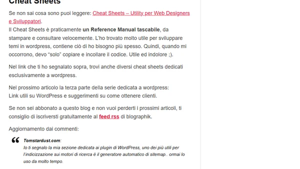 WordPress: Quali sono i migliori plugin e come utilizzare i Cheat Sheets? (parte 2)