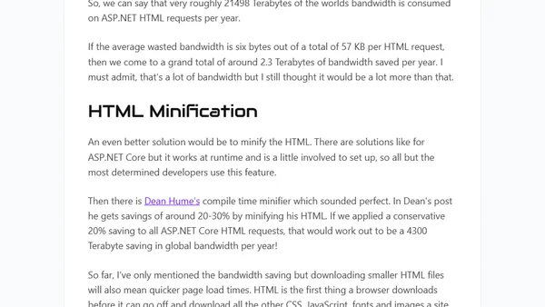 Minifying HTML for ASP.NET MVC