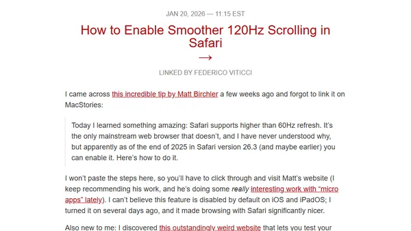 How to Enable Smoother 120Hz Scrolling in Safari