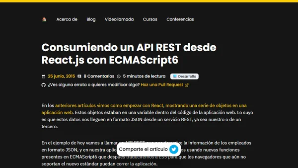 Consumiendo un API REST desde React.js con ECMAScript6