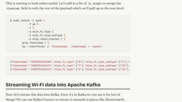 Streaming Wi-Fi trace data from Raspberry Pi to Apache Kafka with Confluent Cloud