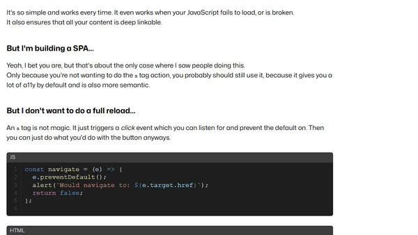 Buttons are not links