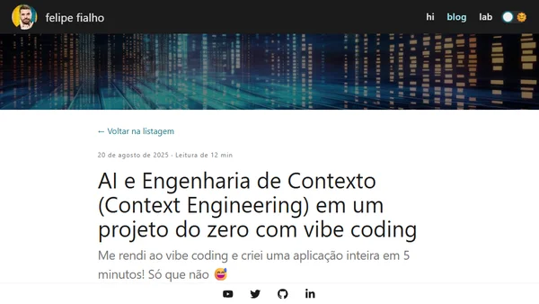 AI e Engenharia de Contexto (Context Engineering) em um projeto do zero com vibe coding