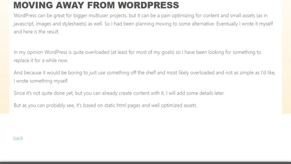Moving away from WordPress