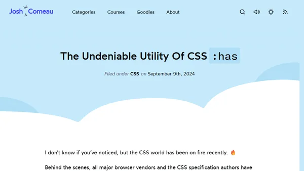 The Undeniable Utility Of CSS :has