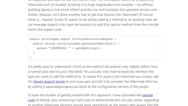 Enabling Hibernate criteria query statistics with AspectJ