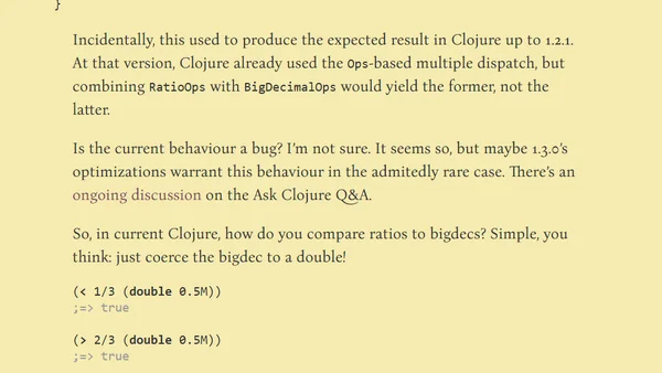 Double, double toil and trouble or, Corner-Cases of Comparing Clojure Numbers