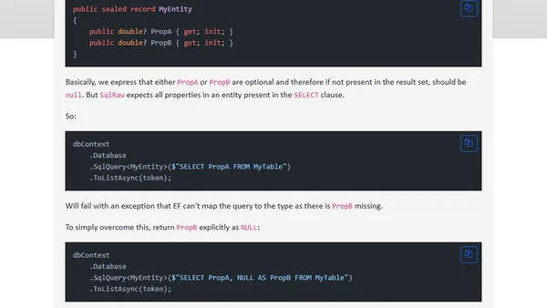 How to not return all properties in SqlRaw