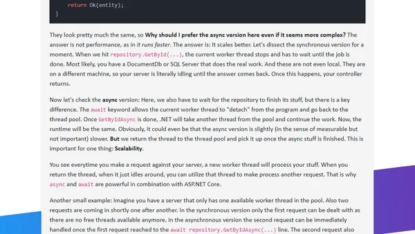 ASP.NET Core - Why async await is useful