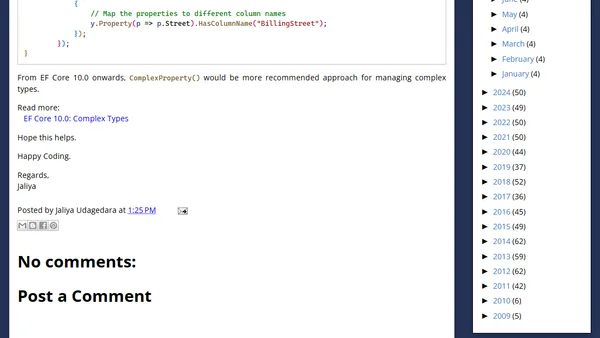 EF Core 10.0: Support for Complex Types without using Owned Entities