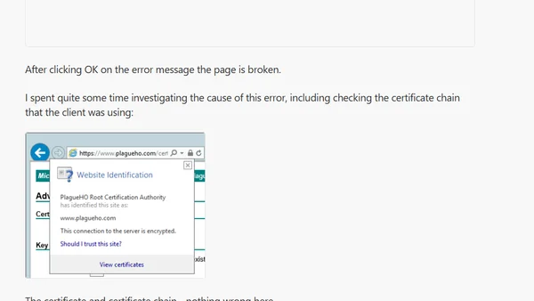 Certificate Web Enrollment on a Server and a Misleading Error Message