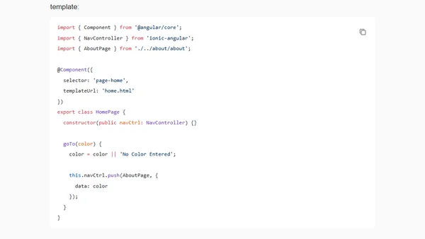Passing Data Between Pages in an Ionic Application