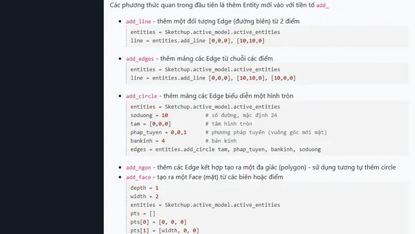 Ba cấu trúc dữ liệu cơ bản của SketchUp lớp cơ bản EntityDrawingelement Drawingelement Edge