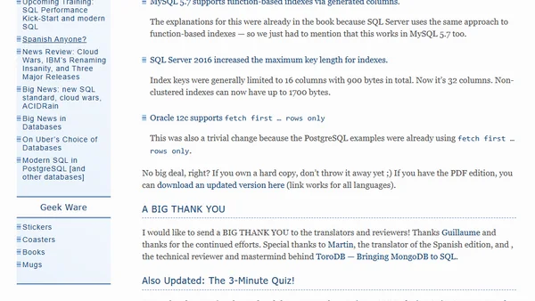 Spanish Translation and Other News