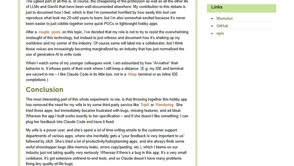 An experiment in vibe coding