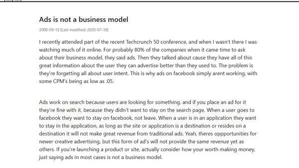Ads is not a business model