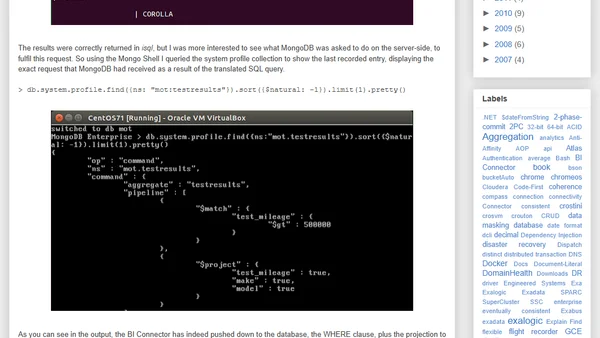 MongoDB's BI Connector and pushdown of SQL WHERE clauses